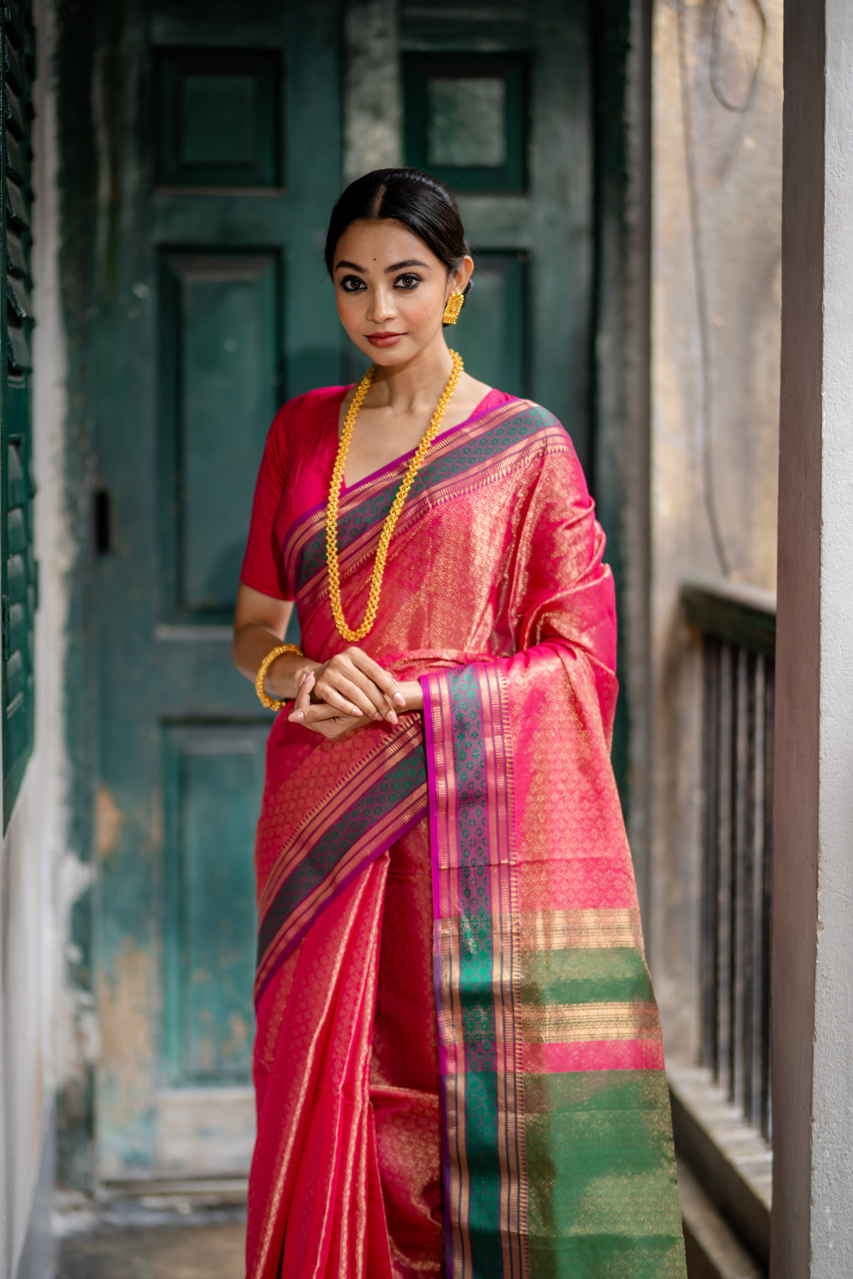 Ruby Red Woven Pure Silk Cotton - BBS76